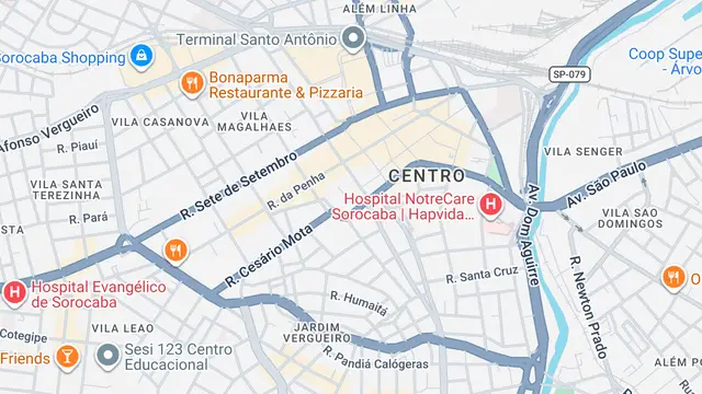 Mapa do bairro Centro, Sorocaba - SP