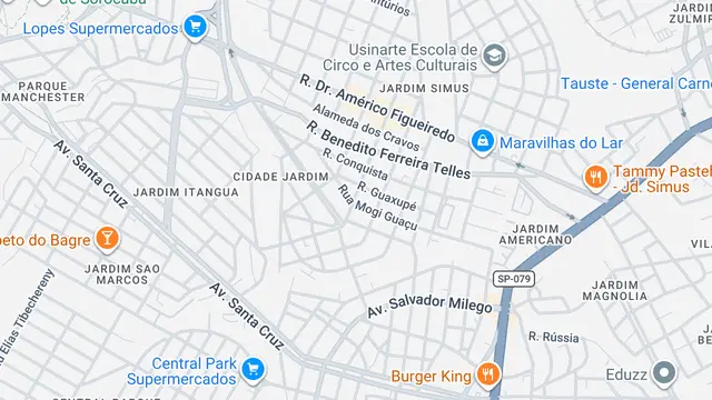 Mapa do bairro Cidade Jardim, Sorocaba - SP