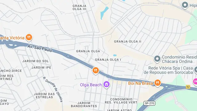 Mapa do bairro Granja Olga I, Sorocaba - SP