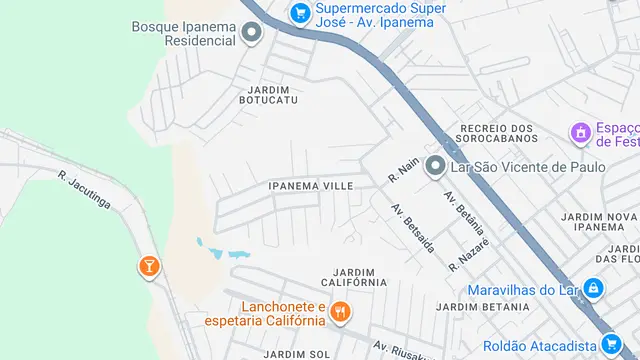 Mapa do bairro Ipanema Ville, Sorocaba - SP