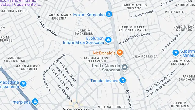Mapa do bairro Jardim Altos do Itavuvu, Sorocaba - SP
