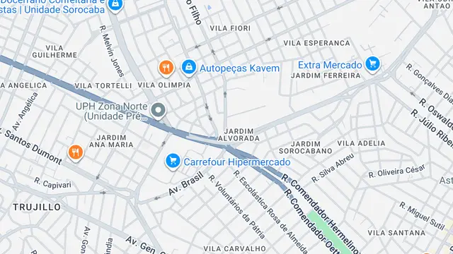 Mapa do bairro Jardim Alvorada, Sorocaba - SP