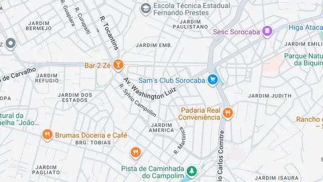 Mapa do bairro Jardim América, Sorocaba - SP
