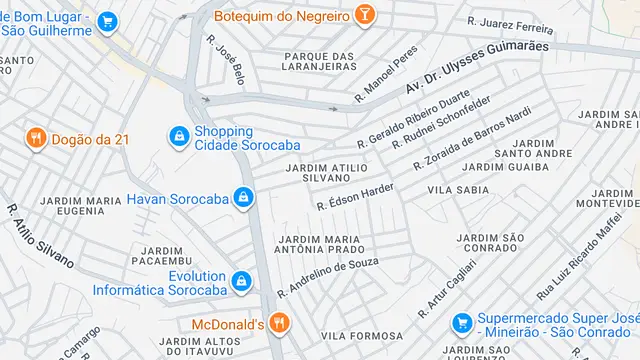 Mapa do bairro Jardim Atílio Silvano, Sorocaba - SP