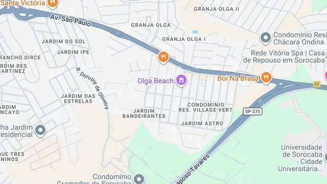 Mapa do bairro Jardim Bandeirantes, Sorocaba - SP