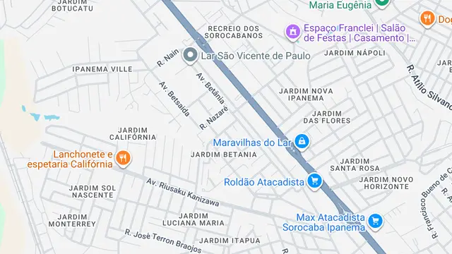Mapa do bairro Jardim Betânia, Sorocaba - SP