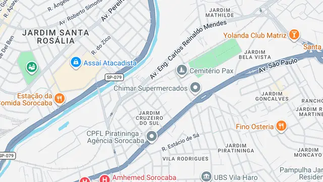 Mapa do bairro Jardim Cruzeiro do Sul, Sorocaba - SP