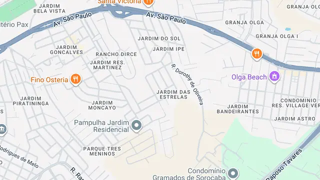 Mapa do bairro Jardim das Estrelas, Sorocaba - SP