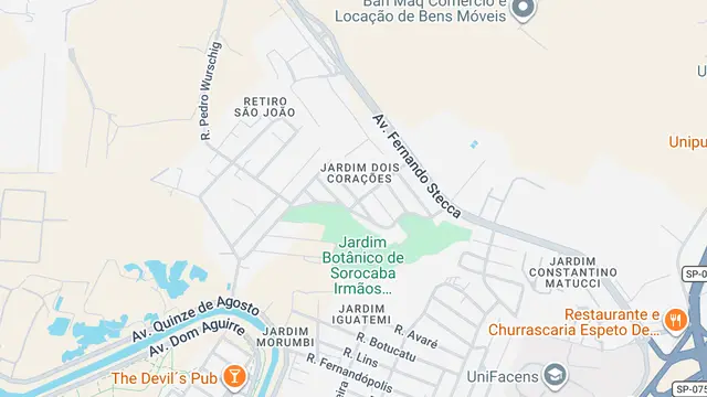 Mapa do bairro Jardim Dois Corações, Sorocaba - SP