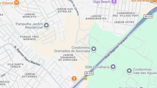 Mapa do bairro Jardim Gramados de Sorocaba, Sorocaba - SP