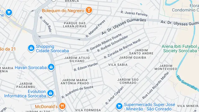 Mapa do bairro Jardim Guaíba, Sorocaba - SP