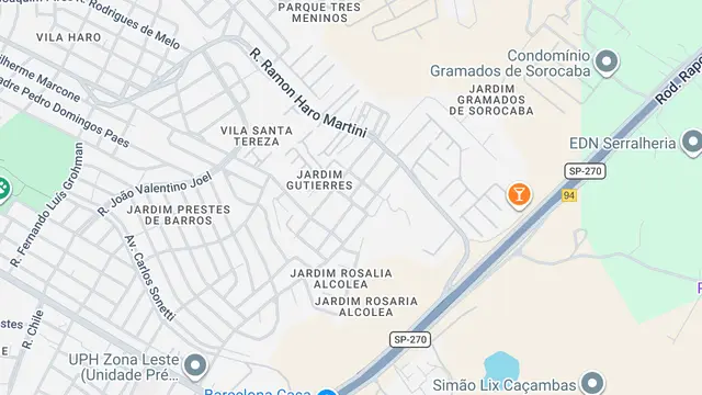 Mapa do bairro Jardim Gutierres, Sorocaba - SP