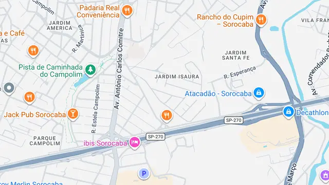 Mapa do bairro Jardim Isaura, Sorocaba - SP