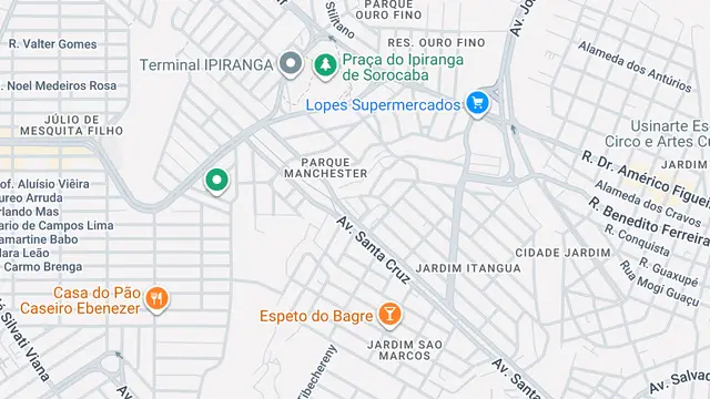 Mapa do bairro Jardim Itanguá II, Sorocaba - SP