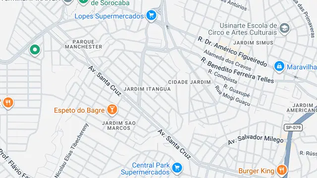 Mapa do bairro Jardim Itanguá, Sorocaba - SP