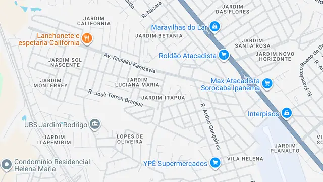 Mapa do bairro Jardim Itapuã, Sorocaba - SP