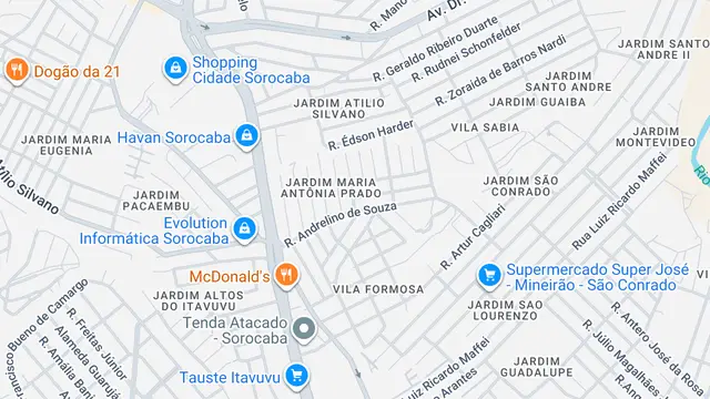 Mapa do bairro Jardim Maria Antônia Prado, Sorocaba - SP