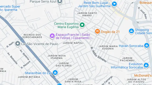 Mapa do bairro Jardim Nápoli, Sorocaba - SP