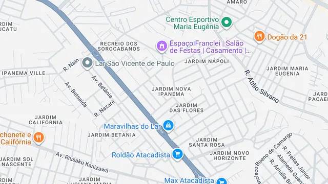 Mapa do bairro Jardim Nova Ipanema, Sorocaba - SP