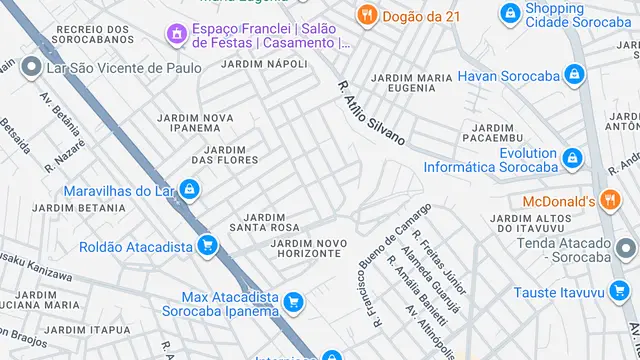 Mapa do bairro Jardim Novo Horizonte, Sorocaba - SP