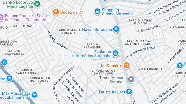 Mapa do bairro Jardim Pacaembu, Sorocaba - SP