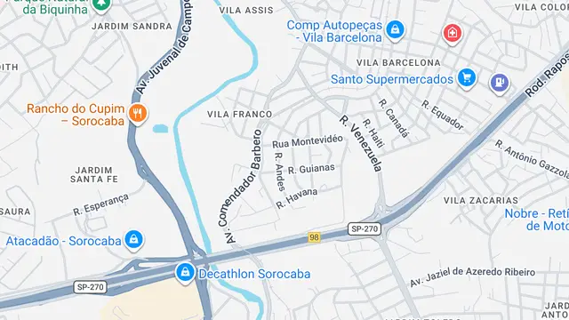 Mapa do bairro Jardim Parada do Alto, Sorocaba - SP
