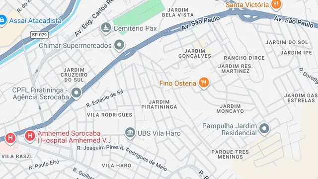 Mapa do bairro Jardim Piratininga, Sorocaba - SP