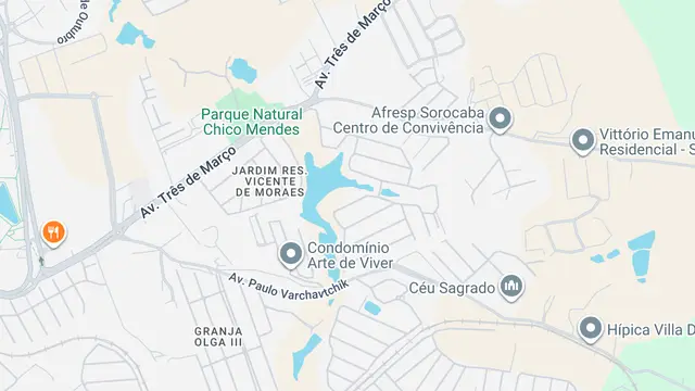 Mapa do bairro Jardim Residencial Vicente de Moraes, Sorocaba - SP