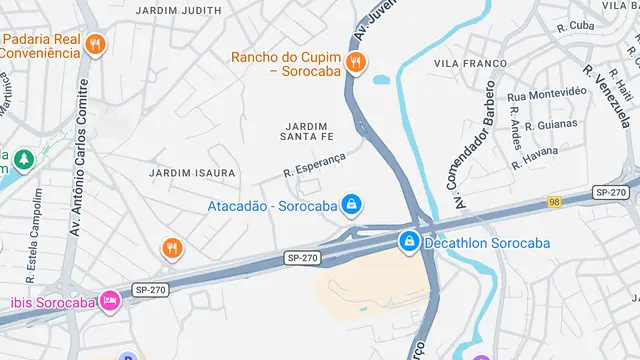 Mapa do bairro Jardim Santa Fé, Sorocaba - SP