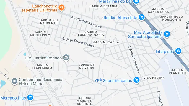 Mapa do bairro Jardim Santa Helena, Sorocaba - SP