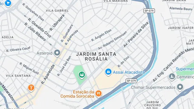 Mapa do bairro Jardim Santa Rosália, Sorocaba - SP