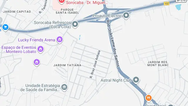 Mapa do bairro Jardim Tatiana, Sorocaba - SP