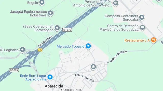 Mapa do bairro Jardim Topázio, Sorocaba - SP