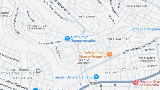 Mapa do bairro Jardim Zulmira, Sorocaba - SP