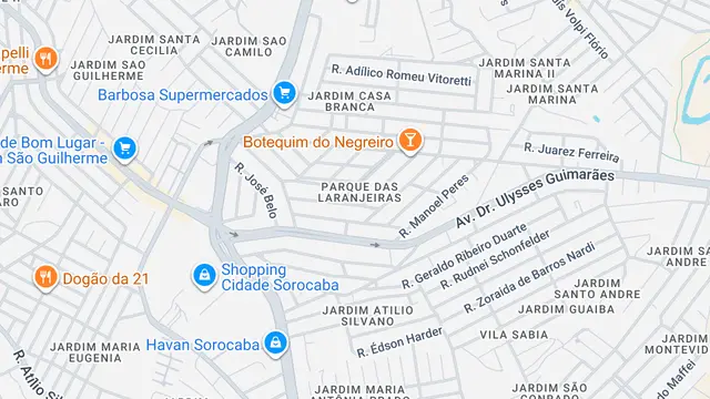 Mapa do bairro Parque das Laranjeiras, Sorocaba - SP