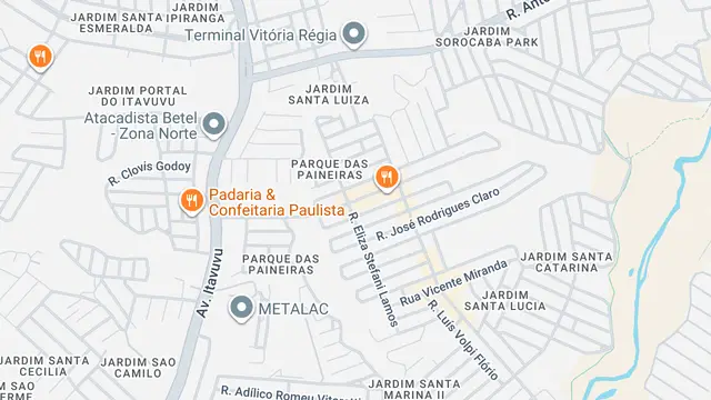Mapa do bairro Parque das Paineiras, Sorocaba - SP