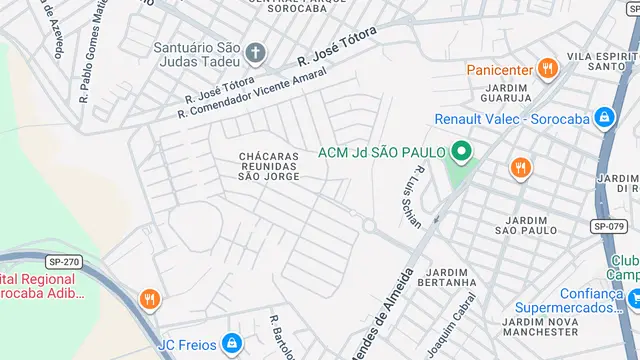 Mapa do bairro Parque Residencial Villa dos Inglezes, Sorocaba - SP