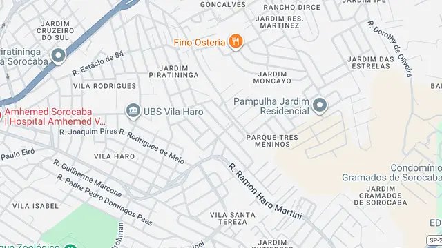 Mapa do bairro Parque Três Meninos, Sorocaba - SP
