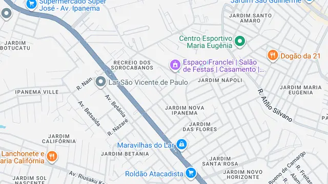 Mapa do bairro Recreio dos Sorocabanos, Sorocaba - SP