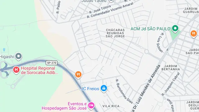 Mapa do bairro Residencial Villa do Bosque, Sorocaba - SP