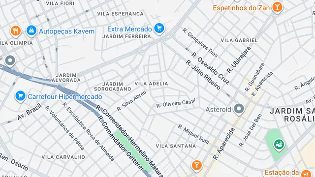 Mapa do bairro Vila Adélia, Sorocaba - SP
