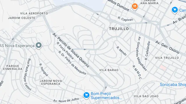 Mapa do bairro Vila Barão, Sorocaba - SP