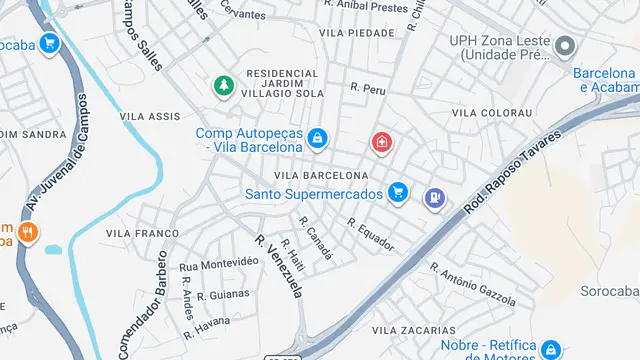 Mapa do bairro Vila Barcelona, Sorocaba - SP