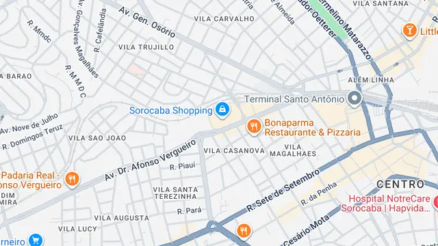 Mapa do bairro Vila Casanova, Sorocaba - SP