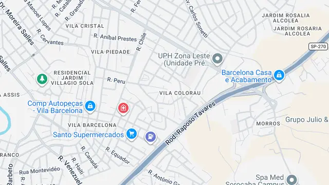 Mapa do bairro Vila Colorau, Sorocaba - SP