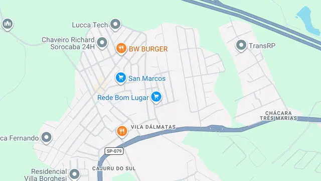 Mapa do bairro Vila Dálmatas, Sorocaba - SP
