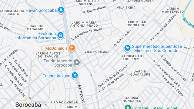 Mapa do bairro Vila Formosa, Sorocaba - SP