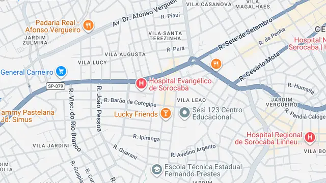 Mapa do bairro Vila Independência, Sorocaba - SP