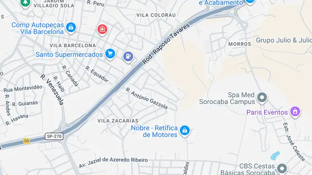 Mapa do bairro Vila João Romão, Sorocaba - SP