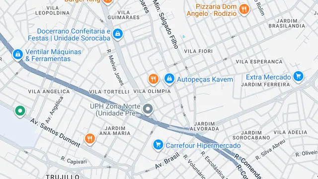 Mapa do bairro Vila Olímpia, Sorocaba - SP